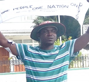 Courtney Crum- Ewing during a protest in front of the AG‘s Office 