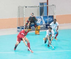 Jason DoSantos controls the ball for Old Fort to launch a comeback against Under-21s.