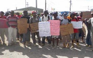 File photo: The striking Bosai workers in Linden, in late November.