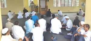 President of the CIOG Fazeel Ferouz addressing an early gathering at the Peters Hall Masjid on the observance of Youman Nabi 