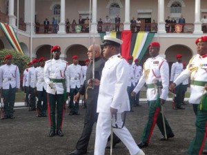 President Ramotar inspecting the Guard of Honour. 