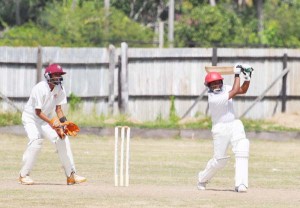 Opener Robin Williams gathers runs on the off-side.