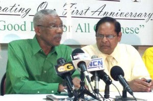 Opposition Leader David Granger and AFC Vice Chairman, Moses Nagamootoo