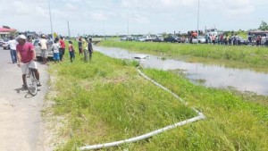 The badly injured GGMC staffer lost control of his car after being shot, crashing into a light post and into the trench between the new four-lane at Little Diamond.