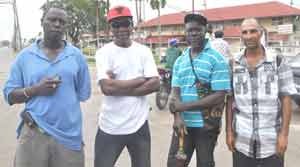 Four of the private cane farmers during the protest yesterday 