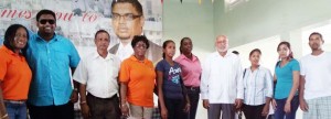 President Donald Ramotar, Housing Minister, Irfaan Ali, and other officials with some of the persons who were allocated middle income houselots this week for the Zeeburg/De Willem, WCD.