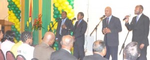 During a performance at the Campaign launch of APNU+AFC