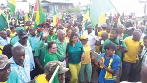 APNU+AFC Presidential Candidate  David Granger surrounded by supporters