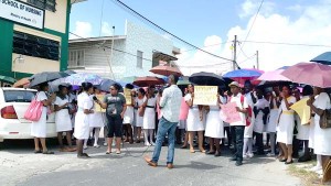 The nurses during their protest.