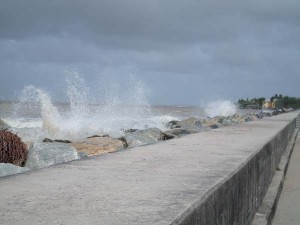 Rising spring tide is expected along the Kitty Seawall 