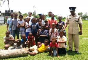 The commander meeting with some of the youngsters from Grove.