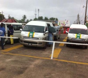 Scene of a marked off section of the 43 minibus loading area in Linden.