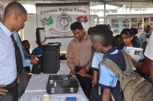 A representative from the Guyana Police Force (GPF) yesterday showed schoolchildren how fingerprint identification is done.