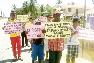 The NECC Executive and players during yesterday’s protest.  