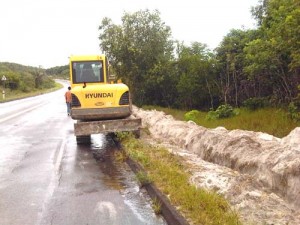 File photo: The fibre optic cable being laid in 2013 along the Soesdyke/Linden highway.