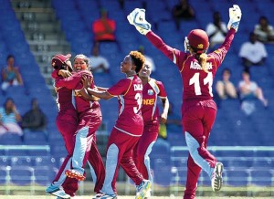 File photo: Windies women celebrate.