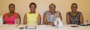 Members of the Guyanese Women Roundtable (GWR) including Tracey Khan-Drakes (far left), Marcia Johnson-Blanco (second left) and Dr. Dawn Stewart (second right)