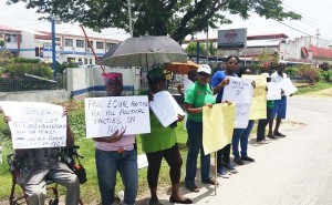 File Photo: Protests in front of the NCN studios last month to demand equitable airtime for the Opposition.