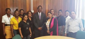  AG Basil Williams with the Heads of Department of the Ministry of Legal Affairs.