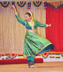 Dancer from the Nadira and Indranie Shaw Troupe at yesterday’s Arrival Day celebrations      