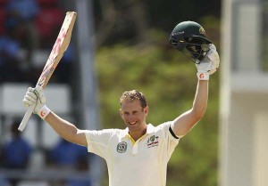 Adam Voges celebrates his century on debut. ©Getty Images