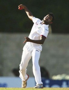 Devendra Bishoo prepares to deliver the ball, West Indies v Australia, 1st Test, 1st day, Roseau, June 3, 2015 ©Getty Images