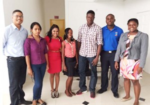 Five of the students with Eldon Marks (left) and Dr. Dawn Fox (right) 