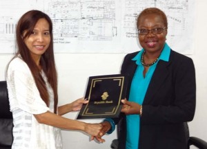 Republic Bank’s Yonnette Greaves (right) and Giftland Mall, Marketing Manager, Karen Agtarap (left) 