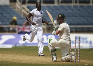 Jerome Taylor dismissed Brad Haddin to pick up his fifth wicket, West Indies v Australia, 2nd Test, 2nd day, Kingston, June 12, 2015. (Getty Images)