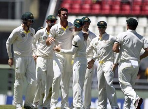 Josh Hazlewood got the early wicket of Kraigg Brathwaite, West Indies v Australia, 1st Test, 1st day, Roseau, June 3, 2015 ©AFP