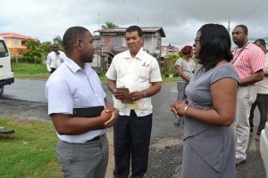 Minister within the Ministry of Public Health, Dr. Karen Cummings and Region Four Chairman, Clement Corlette and other regional officials during a visit to the Chateau Margot Primary School, East Coast Demerara