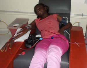 Delsa Maynard undergoing dialysis