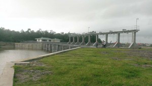 Eight-door sluice section of $3.6B Govt Project before yesterday’s tests.