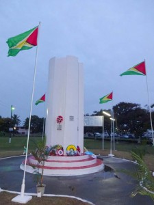 The Enmore Martyrs’ Monument adorned with commemorative wreaths yesterday.