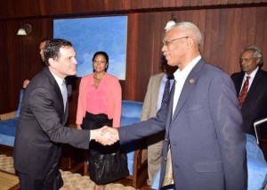 Head of State David Granger and Alexandre Meira da Rosa, Vice President of Country Department, IDB 