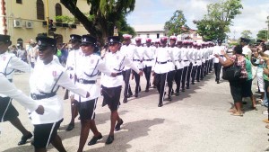 The soldiers marching past proved to be exceedingly popular with the crowd