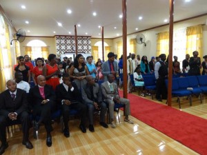 The assembly at the dedication celebration on Sunday.