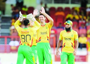  David Wiese captured 5 wickets against the Tridents at National Stadium Providence Guyana. (CPL)