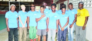 Members of the Guyana Blind cricket team after a practice session at the National Gymnasium.