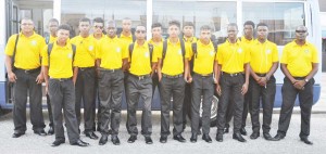 The National U17 team just before their departure yesterday morning.