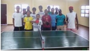 Raynor Anderson (right) with some of the participants at the Training Camp in Bartica. 