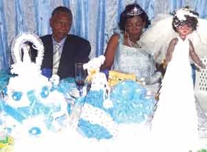 Mr. and Mrs. Prescott at their wedding reception