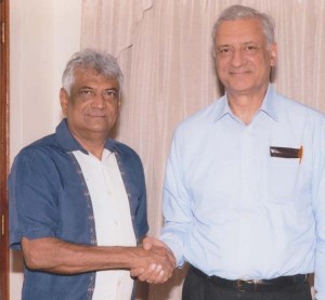 GECOM Chairman Dr. Steve Surujbally with Commonwealth Secretary General, Kamalesh Sharma.