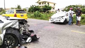 The two vehicles involved in the crash.  