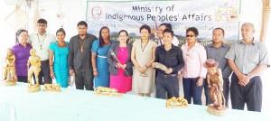 Minister within the Ministry of Indigenous Peoples’ Affairs, Valerie Garrido-Lowe (sixth from right) flanked by members of the planning committees for Indigenous Heritage Month. 