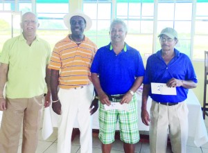 The winners in the days play, from left; Mr Clifford Reis, Dr Philbert London, Mr Hilbert Shields  and Bholawram Deo.