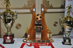 The three trophies along with impressive cash incentives for the schools that will be on offer tonight for the outstanding finishers of the Digicel Schools Football Championship at the Providence Stadium.