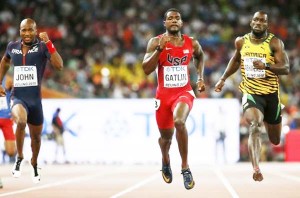 Jeffrey John of France, Justin Gatlin from the U.S