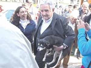 José Mujica and his three-legged dog Manuela 