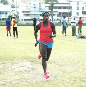 Bahamas’ Petra McDonald undergoes some light work yesterday afternoon at the Police Sports Club Ground, Eve Leary.